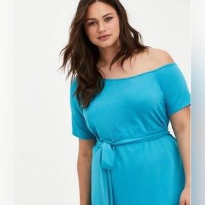 Mini French Terry Off-Shoulder Tee Shirt Dress Size 2